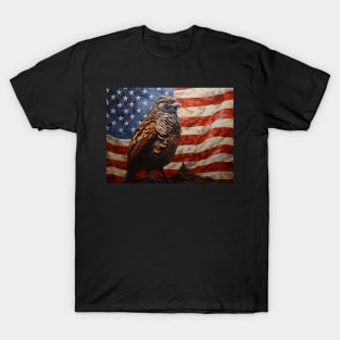 Quail with American Flag T-Shirt